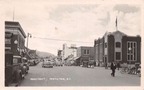 Penticton British Columbia Canada Main Street Real Photo Postcard AA82398