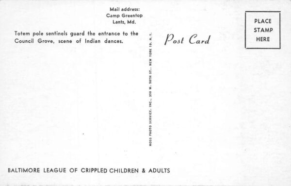 Lantz Maryland Camp Greentop Totem Poles Children on Crutches Postcard AA82401 - Image 2