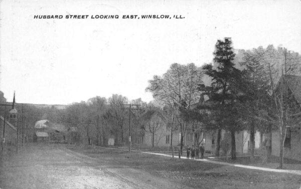 Winslow Illinois Hubbard Street Looking East Vintage Postcard AA82409