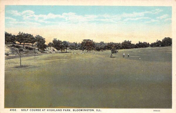 Bloomington Illinois Highland Park Golf Course Vintage Postcard AA82410