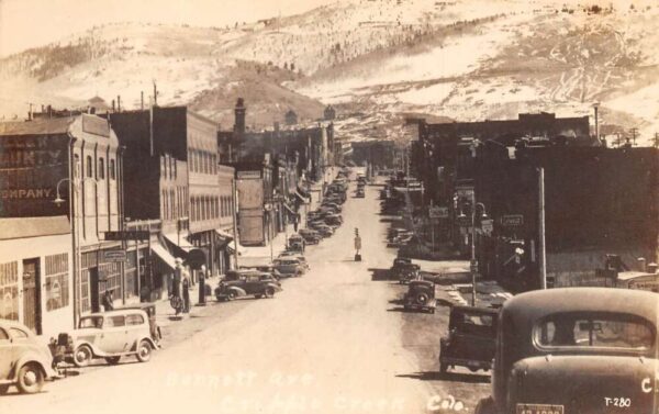 Cripple Creek Colorado Bennett Avenue Street Scene Real Photo Postcard AA82527
