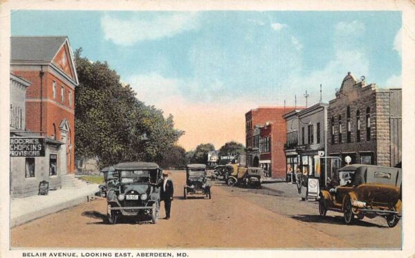 Aberdeen Maryland Bel Air Avenue Looking East Vintage Postcard AA82569