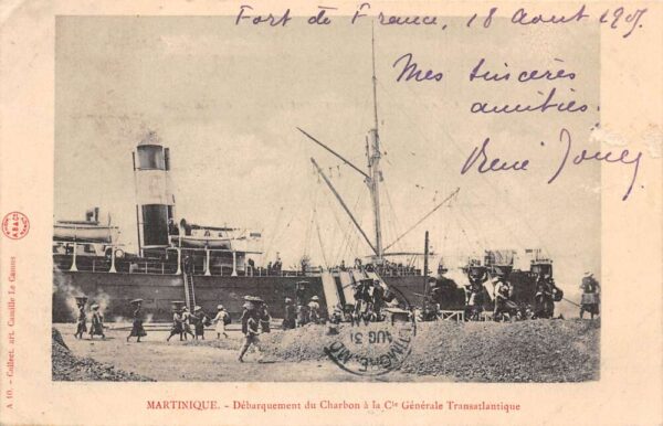 Fort de France Martinique Steamer Steam Ship Landing Docks Wharf PC AA82579