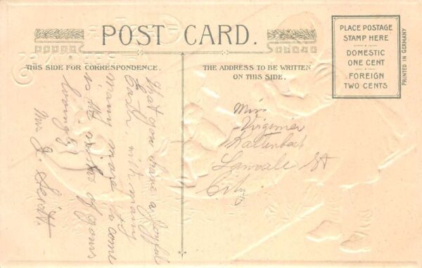 Easter Greetings Girl with Bunny Rabbits Cracked Egg Winsch Postcard AA82580 - Image 2