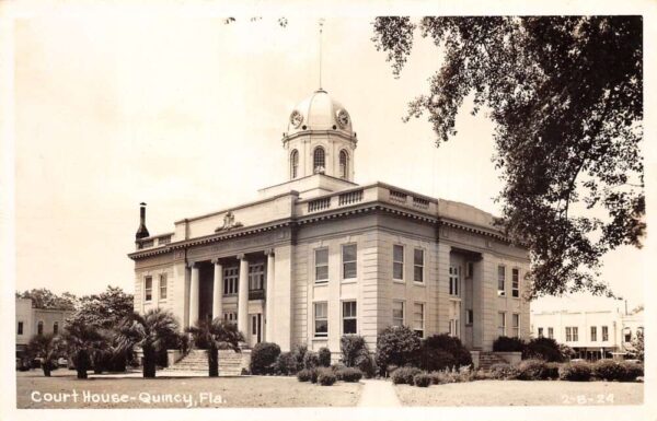 Quincy Florida Court House Real Photo Vintage Postcard AA82585