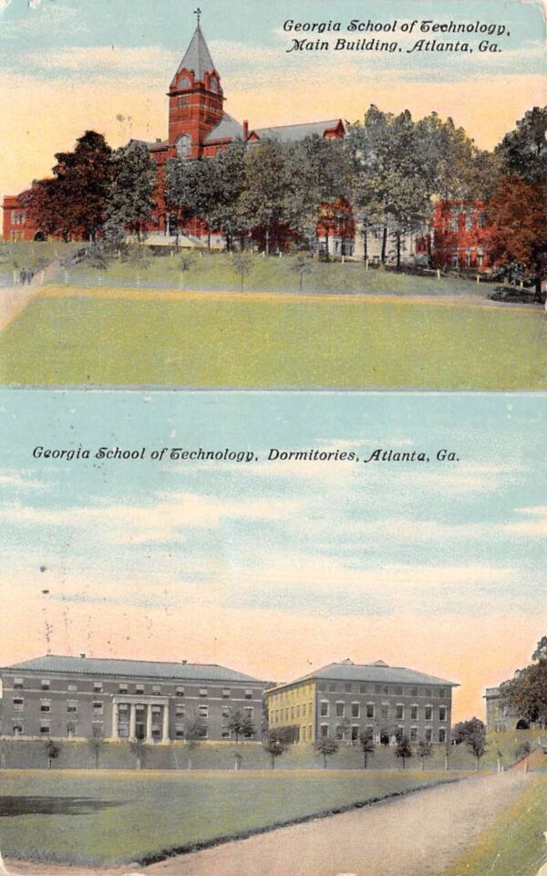 Atlanta Georgia School of Technology Main Bldg and Dorms Postcard AA82595