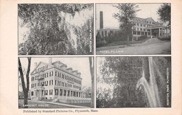 Plymouth Massachusetts Multiview Hotel Pilgrim Samoset House Postcard AA82608