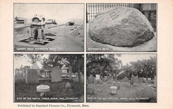 Plymouth Massachusetts Multiview Old Fort Burial Hill Vintage Postcard AA82609