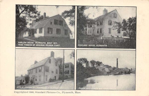 Plymouth Massachusetts Multiview Howland House Meersteads Postcard AA82610