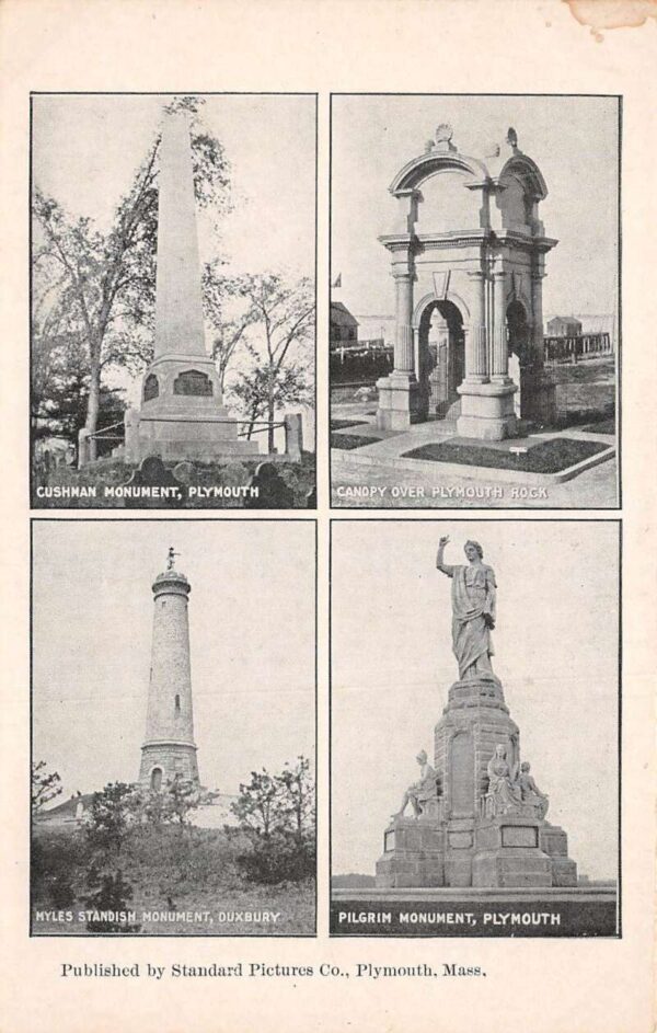 Plymouth Massachusetts Multiview Monuments Vintage Postcard AA82613