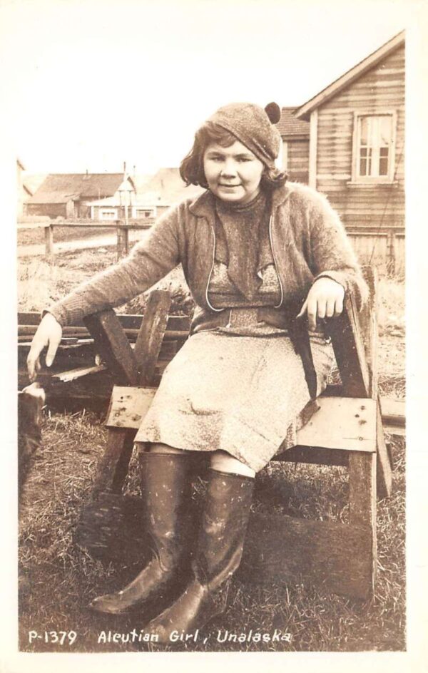 Unalaska Alaska Aleutian Girl Real Photo Vintage Postcard AA82630