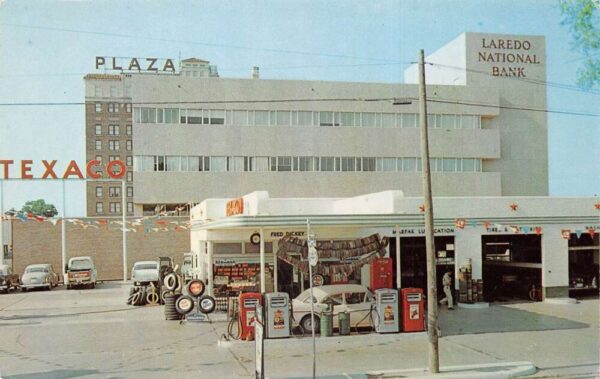 Lardeo Texas Texaco Gas Station National Bank Vintage Postcard AA82663