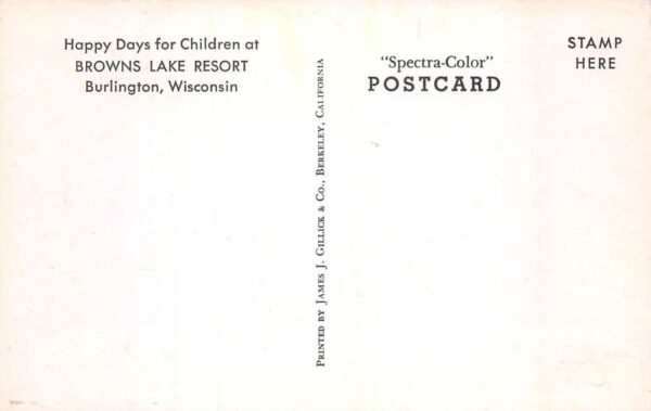Burlington Wisconsin Browns Lake Resort Carousel and Ponies Postcard AA82701 - Image 2