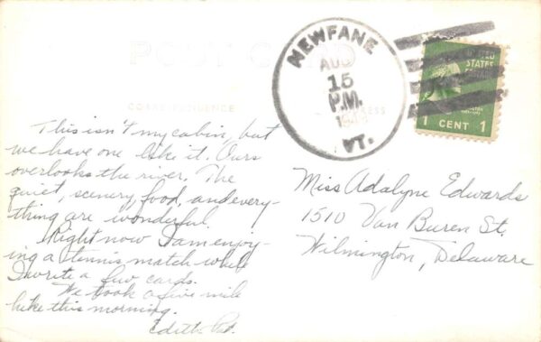 Newfane Vermont West River Camp Cabins Real Photo Postcard AA82722 - Image 2