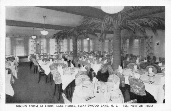 Swartswood Lake New Jersey Louis Lake House Dining Room Vintage Postcard AA82744