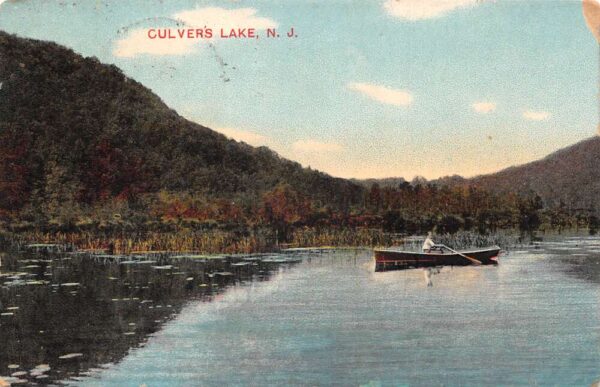 Culvers Lake New Jersey Rowing Boat Scenic View Vintage Postcard AA82746