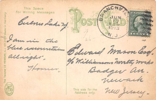 Culvers Lake New Jersey Rowing Boat Scenic View Vintage Postcard AA82746 - Image 2