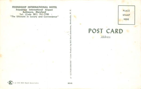 Baltimore Maryland Friendship International Airport Hotel Lobby PC AA82774 - Image 2