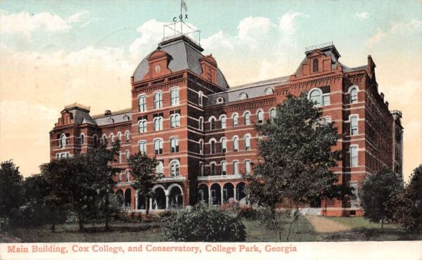 College Park Georgia Cox College Main Bldg Vintage Postcard AA82786