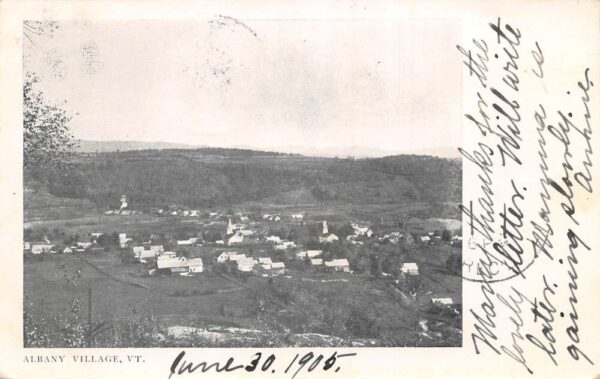 Albany Village Vermont Birds Eye View Vintage Postcard AA82826