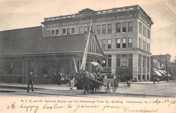 Hackensack New Jersey NYS and W Railroad Station Vintage Postcard AA82833