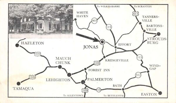 Jonas Pennsylvania Jonas Hotel with Map Advertising Vintage Non PC AA82855