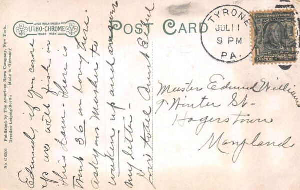 Tyrone Pennsylvania Stevens Park Dam Scenic View Postcard AA82858 - Image 2