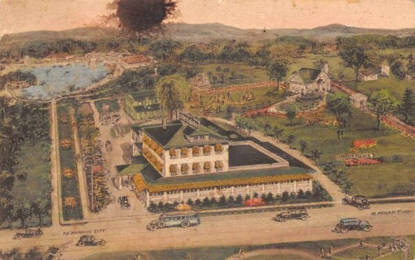 Clementon New Jersey Silver Lake Inn Birds Eye View Hand Colored PC AA82867