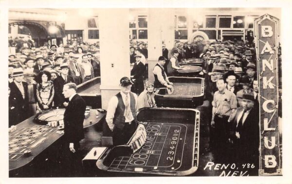 Reno Nevada Bank Club Casino Gambling Real Photo Postcard AA81698