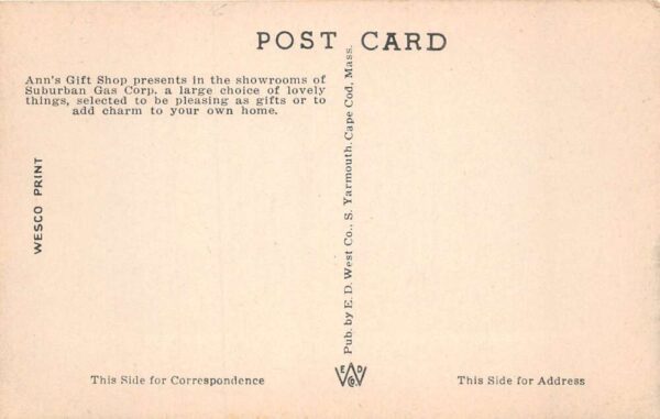 Hyannis Cape Cod Massachusetts Anns Gift Shop Suburban Gas Postcard AA81736 - Image 2