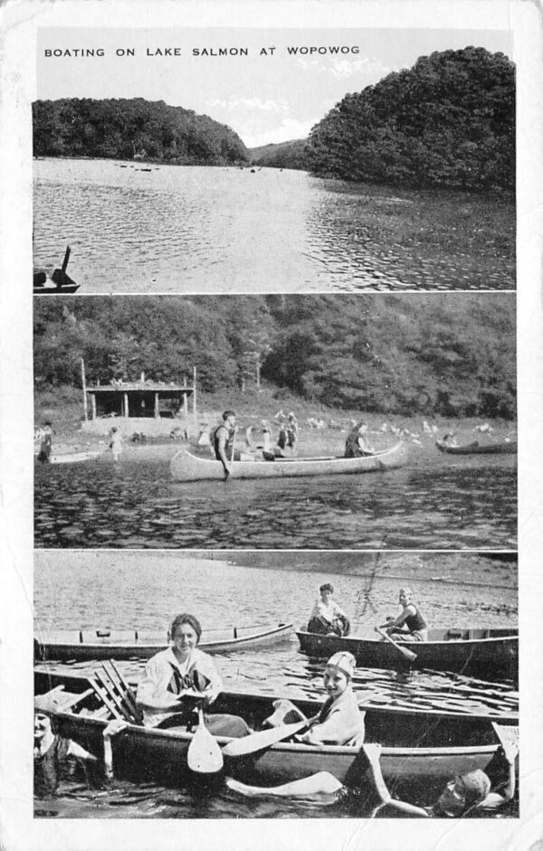 Wopowog Connecticut Lake Salmon Boating Scenes Vintage Postcard AA81744