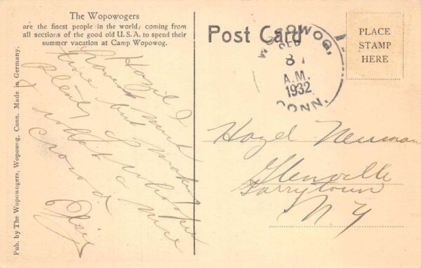 Camp Wopowog Connecticut The Alps Oak Bluff Blue Ridge Cabins Postcard AA81745 - Image 2