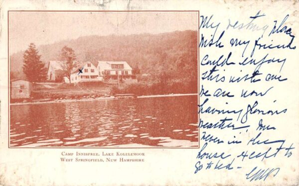 West Springfield New Hampshire Camp Innisfree Lake Kolelemook Postcard AA81747