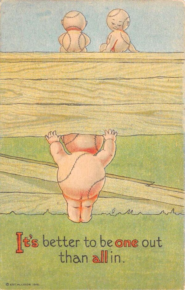 Baseball Greetings Fantasy Baseball People "One Out" Vintage Postcard AA81753