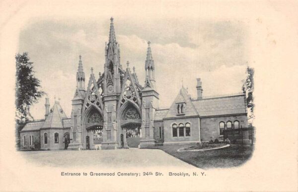 Brooklyn New York Greenwood Cemetery Entrance Vintage Postcard AA81761