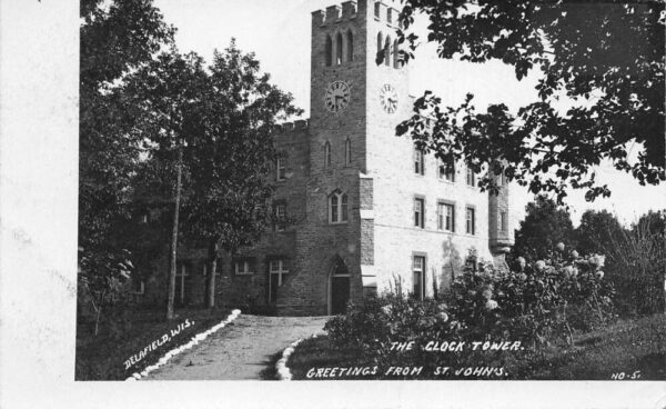 Delafield Wisconsin St Johns Greetings Clock Tower Real Photo Postcard AA81772