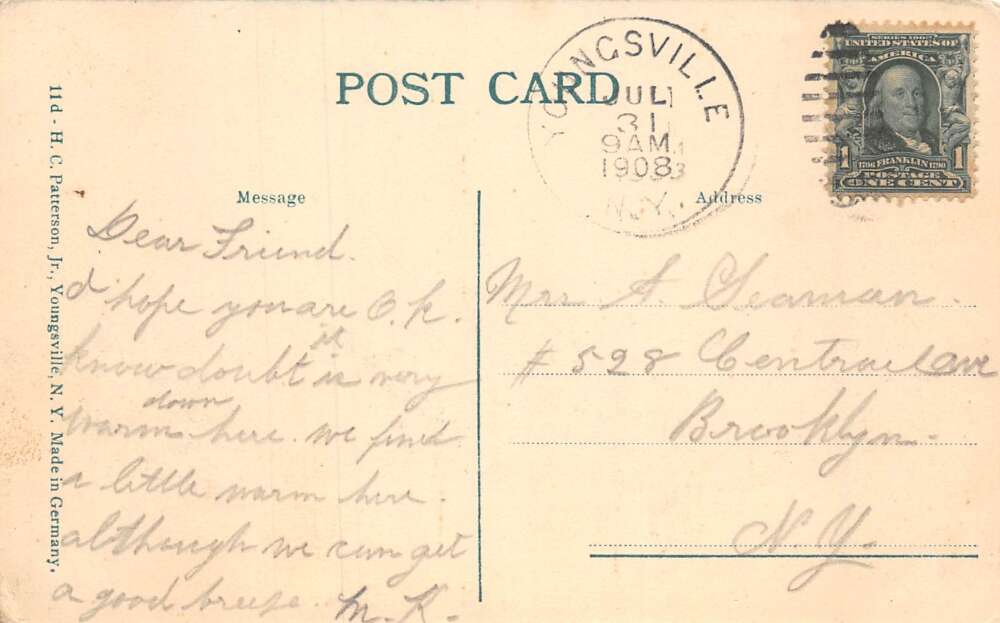 Youngsville New York Main Street Vintage Postcard AA81776 - Image 2