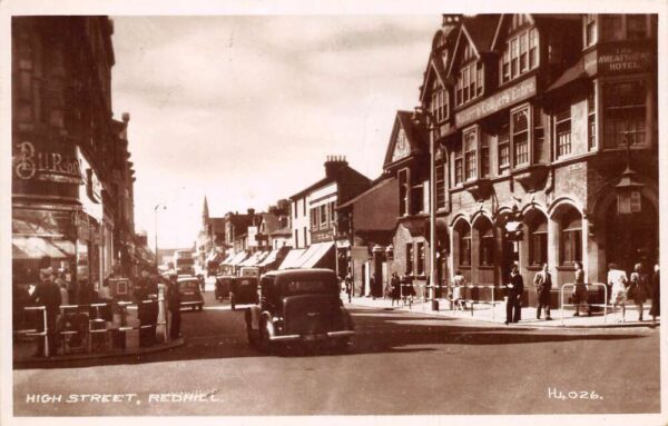 Redhill England High Street Real Photo Vintage Postcard AA81824