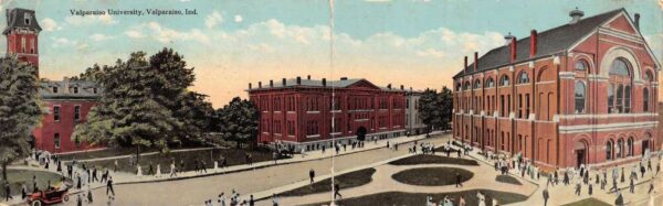 Valparaiso Indiana University Campus Panoramic Bi-Fold Postcard AA81834