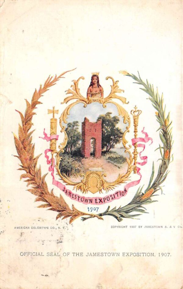 1907 Jamestown Expo Official Seal Greetings Vintage Postcard AA81855