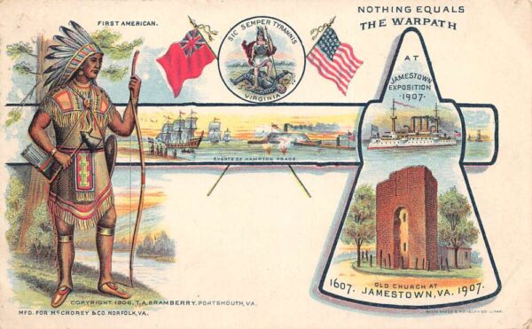 Jamestown Virginia Jamestown Expo First American and Ships Postcard AA81860