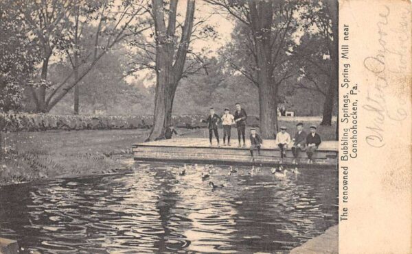 Conshohocken Pennsylvania Bubbling Springs Spring Mill Vintage Postcard AA81868