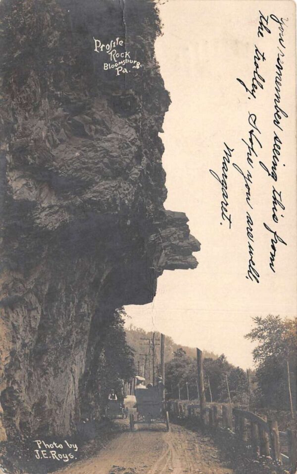 Bloomsburg Pennsylvania Profile Rock and Horse Carriages Real Photo PC AA81871