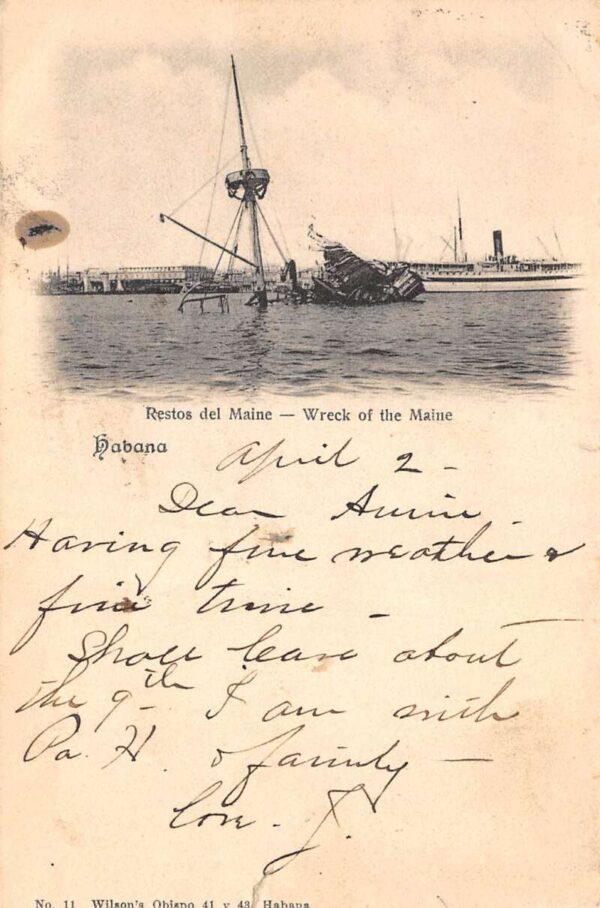 Habana Havana Cuba USS Maine Shipwreck Vintage Postcard AA81877