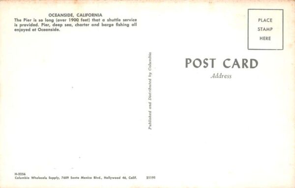 Oceanside California Pier Shuttle Service Malts Burgers Vintage Postcard AA81882 - Image 2