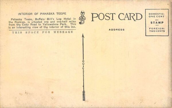 Cody Wyoming Pahaska Teepe Buffalo Bill Log Hotel Lounge Postcard AA81888 - Image 2