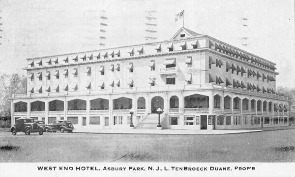 Asbury Park New Jersey West End Hotel Street Scene Vintage Postcard AA81910