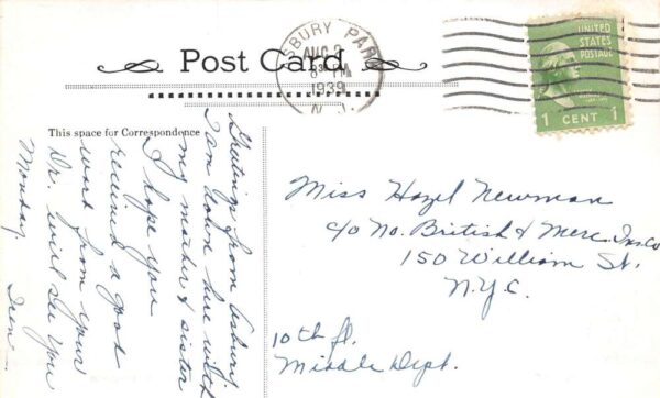 Asbury Park New Jersey West End Hotel Street Scene Vintage Postcard AA81910 - Image 2