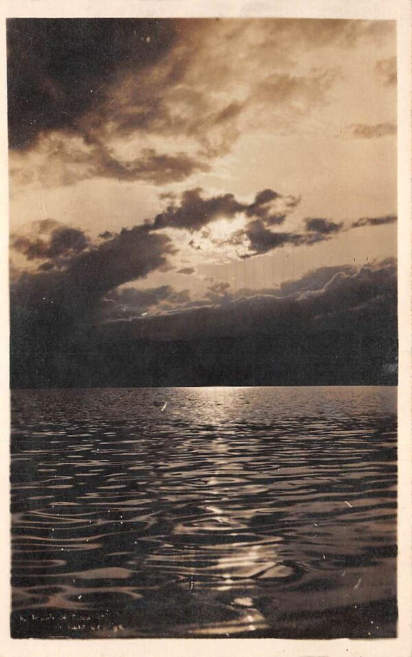 Lake George New York Moonlight Scenic View Real Photo Vintage Postcard AA81913
