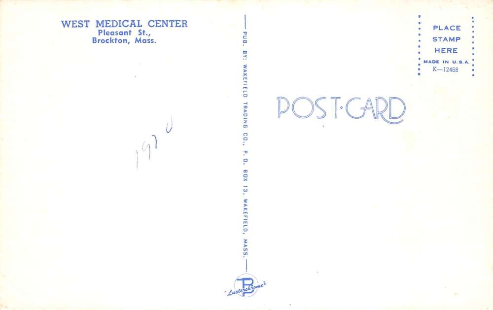 Brockton Massachusetts West Medical Center Drug Store Vintage Postcard AA81922 - Image 2